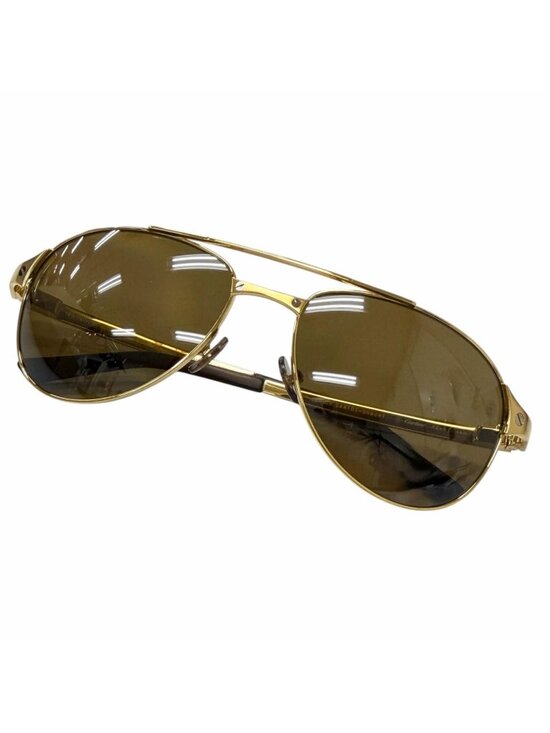 Cartier Santos Dumont 130 Two Bridge Teardrop Polarized Lens Sunglasses Gold